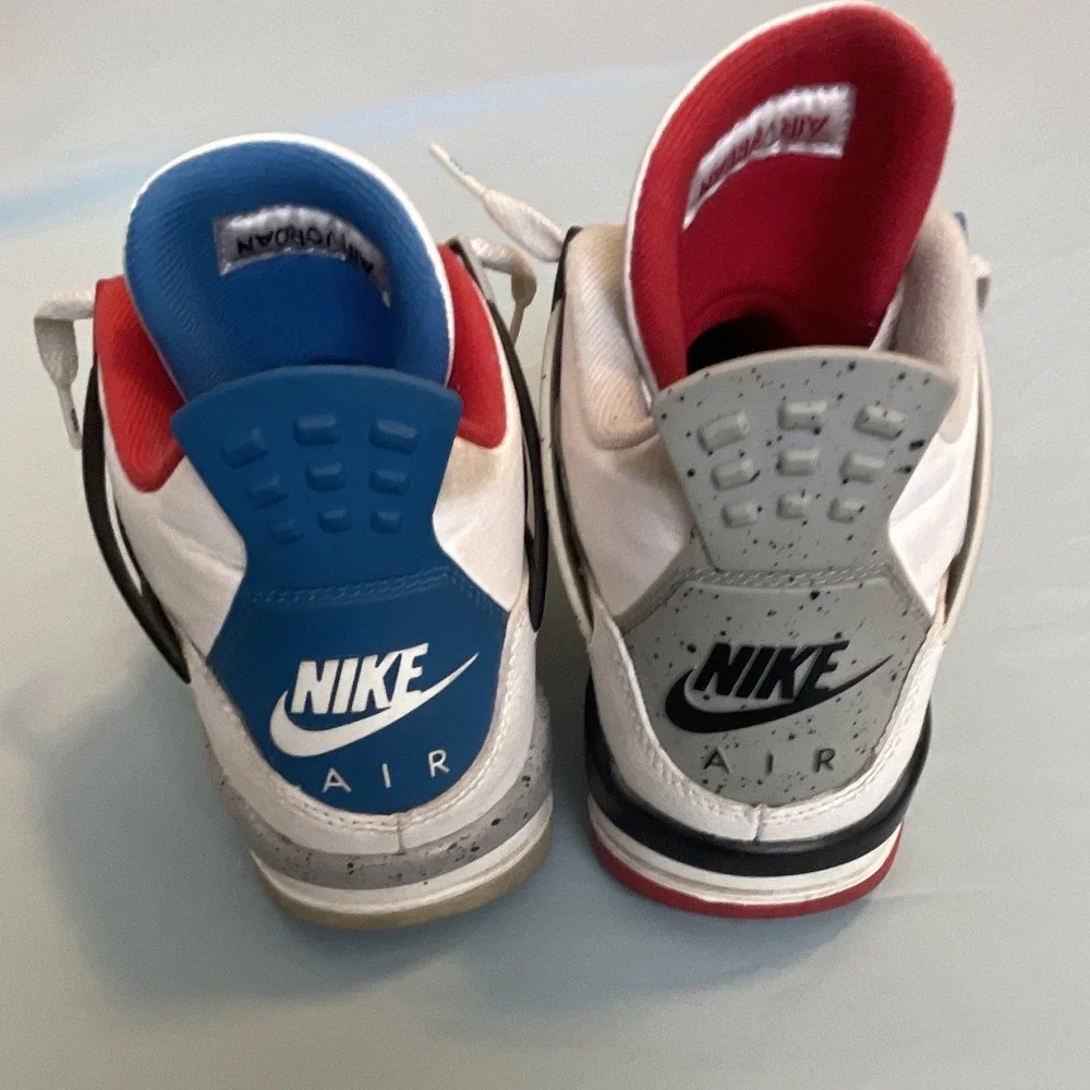 Nike Air Jordan 4 Men's Mid Top Leather Lace-Up Colorblock Basketball Shoes